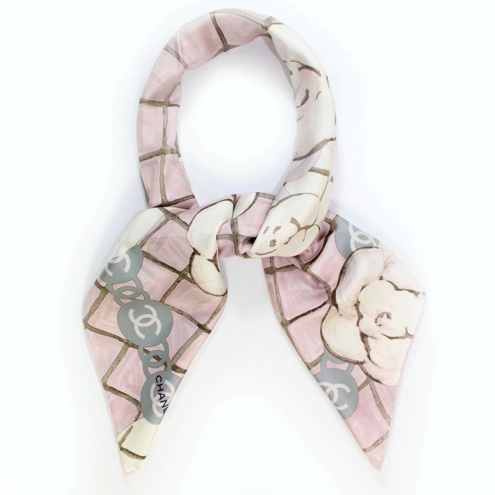 Chanel light pink silk scarf